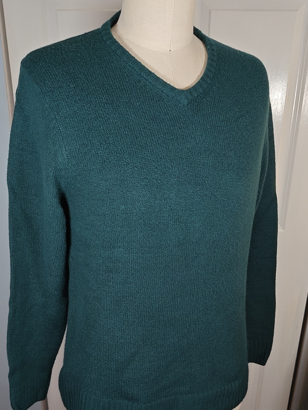 Amazon Essentials Men’s Forest Green 100% Cotton V-Neck Sweater L
